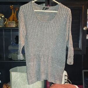 New Directions Metallic Gray Sweater